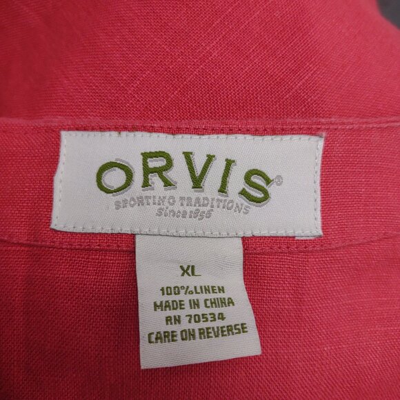 Orvis coral pink 100% Linen round neck button front blouse top ladies XL X-Large - Picture 7 of 7
